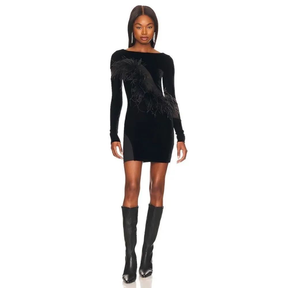 NWT Camila Coelho Florence Mini Dress in Black, Size XXS